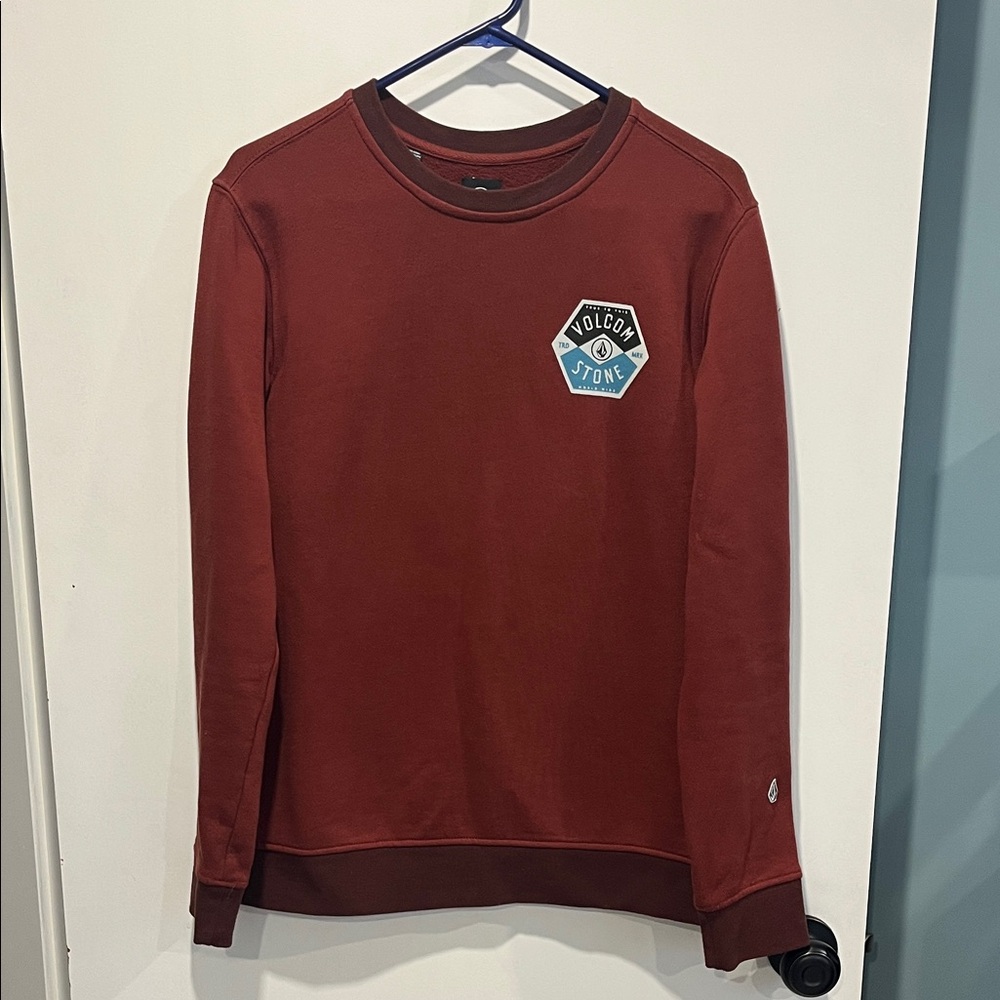 Volcom Maroon Crewneck Sweatshirt with Hex Logo